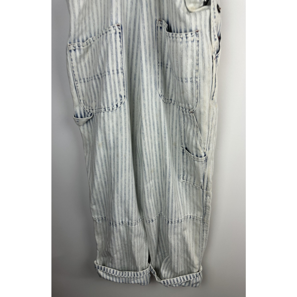 Faherty Topsail Bib Overall Railroad Stripe Blue White *Stained Distressed Small - Picture 12 of 16